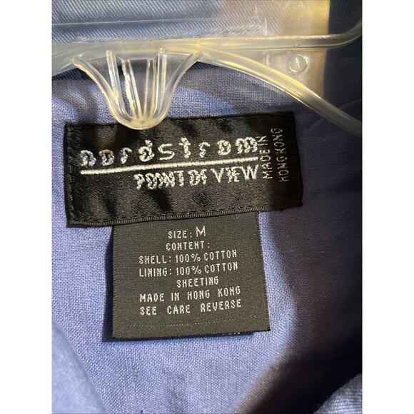 Nordstrom Women’s M VTG Jacket Point Of View Blue Bomber Safari Canvas LS Pocket - Picture 3 of 11